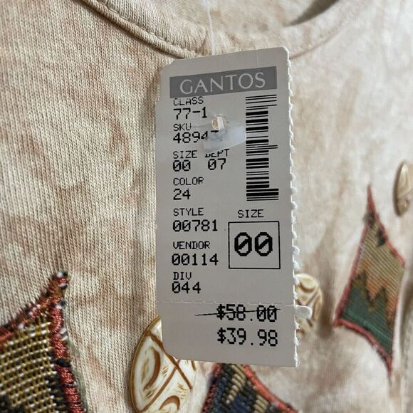 Vintage Gantos T Shirt Brown Size OS Bohemian Western Artsy NWT Deadstoc… - Picture 7 of 9